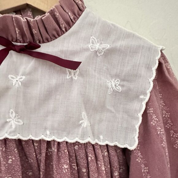 Vintage Mini World 70s Girls Pinafore Dress Lace Ruffles Bib Provo Utah Size 4T - Picture 3 of 10